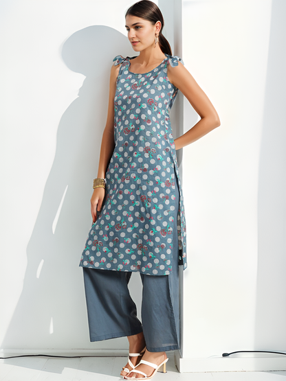 Tong Women Floral Printed Pure Cotton Kurta with Palazzos