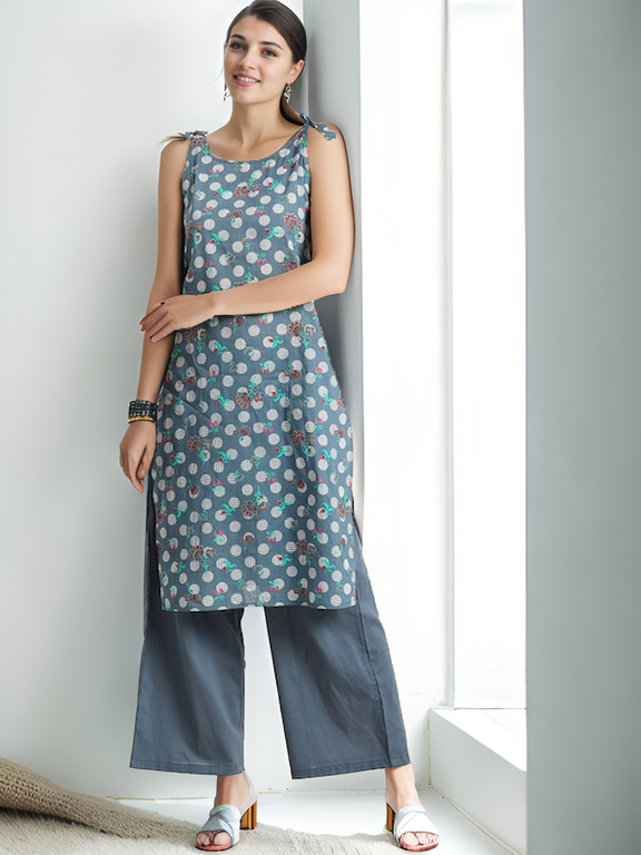 Tong Women Floral Printed Pure Cotton Kurta with Palazzos