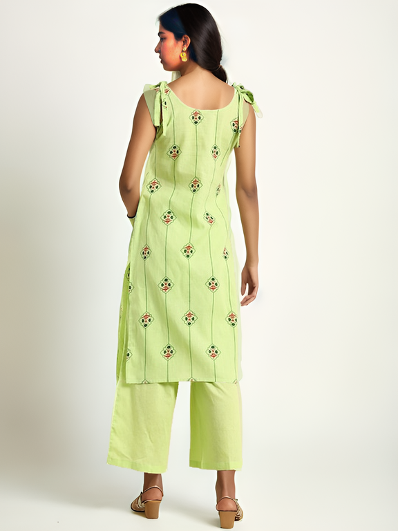 Tong Women Pure Cotton Ethnic Motifs Printed Regular Kurta with Palazzos