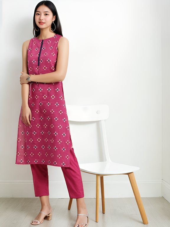 Tong Women Pure Cotton Kurta with Trousers