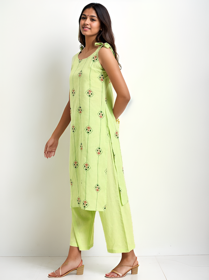 Tong Women Pure Cotton Ethnic Motifs Printed Regular Kurta with Palazzos