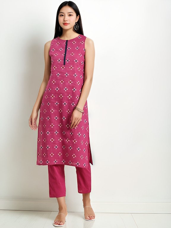 Tong Women Pure Cotton Kurta with Trousers